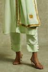 Wazir C_Green Crepe Embroidery Kashmiri Aari Collared Gul Shirt Kurta Pant Set _Online_at_Aza_Fashions