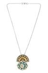 Shop Sangeeta Boochra Gold Plated Tiara Sun Bloom Pendant Chain Necklace at Aza Fashions Shop_Sangeeta Boochra_Gold Plated Tiara Sun Bloom Pendant Chain Necklace _at_Aza_Fashions