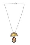 Shop Sangeeta Boochra Gold Plated Tuba Tulip Bloom Pendant Chain Necklace at Aza Fashions Shop_Sangeeta Boochra_Gold Plated Tuba Tulip Bloom Pendant Chain Necklace _at_Aza_Fashions