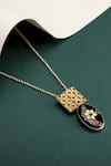 Buy_Sangeeta Boochra_Black Banita Carved Pendant Necklace _at_Aza_Fashions