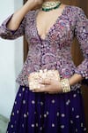 Shop_Mrunalini Rao_Purple Raw Silk Embroidered Zardozi Plunge V Neck Meenakari Lehenga With Jacket 