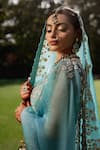 Shop Mrunalini Rao Blue Silk, Organza Zari, Embroidery Taara Bloom Zardozi Work Bridal Lehenga Set Shop_Mrunalini Rao_Blue Silk, Organza Zari, Embroidery Taara Bloom Zardozi Work Bridal Lehenga Set