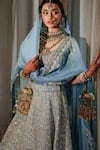 Shop Mrunalini Rao Blue Silk, Organza Zari, Embroidery Taara Bloom Zardozi Work Bridal Lehenga Set Online Shop_Mrunalini Rao_Blue Silk, Organza Zari, Embroidery Taara Bloom Zardozi Work Bridal Lehenga Set _Online