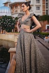 Buy_Mrunalini Rao_Black Raw Silk Embroidered Zardozi Sweetheart Neck Taara Bloom Work Lehenga Set _at_Aza_Fashions