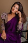 Buy_Mrunalini Rao_Purple Saree Chiffon Embroidered Resham V Ruffle With Multi Colored Blouse 