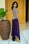 Mrunalini Rao_Purple Jacket Raw Silk Embroidered Resham V Neck Paisley And Flared Pant _at_Aza_Fashions