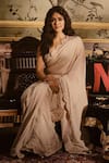 Buy_Mrunalini Rao_Ivory Saree Georgette Embroidery Zardozi Leela Resham _at_Aza_Fashions