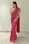 Buy_Mrunalini Rao_Pink Georgette Hand Embroidered Sequin Mythili Saree _at_Aza_Fashions