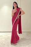 Mrunalini Rao_Pink Georgette Hand Embroidered Sequin Mythili Saree _at_Aza_Fashions