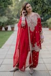 Buy_Mrunalini Rao_Red Anarkali And Salwar Pure Silk Hand Embroidered Zardozi Work Kalpa Set 