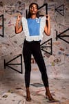 Buy_Echke_Blue 100% Cotton Embroidered Butterfly Applique Broad Collar Frilled Top _Online_at_Aza_Fashions