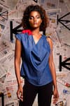 Shop_Echke_Blue 100% Denim Cowl Neckline Top 