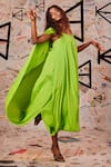 Buy_Echke_Green 100% French Crepe Halter Neck Toga Midi Dress _Online_at_Aza_Fashions