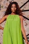 Shop_Echke_Green 100% French Crepe Halter Neck Toga Midi Dress _Online_at_Aza_Fashions