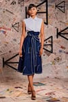 Buy_Echke_Blue 100% Denim Collared Midi Dress _at_Aza_Fashions