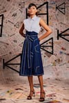 Buy_Echke_Blue 100% Denim Collared Midi Dress _Online_at_Aza_Fashions