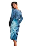 Shop_Echke_Blue 100% Diva Satin Straight Side Ruched Midi Dress 