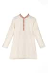 Buy_MINIME ORGANICS_Off White Cotton Embellished Striped Printed Placket Kurta _at_Aza_Fashions