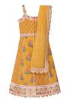 Shop_MINIME ORGANICS_Yellow Cotton Print Wildbloom Gota Lace Embellished Lehenga Set _at_Aza_Fashions