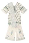 Buy_MINIME ORGANICS_Off White Lurex Lining Print Gul Striped Kurta Sharara Set _at_Aza_Fashions