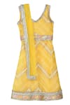 Buy_MINIME ORGANICS_Yellow Chinon Lining Cotton Embroidery Chevron Lace Embellished Lehenga Set _at_Aza_Fashions