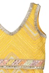 Shop_MINIME ORGANICS_Yellow Chinon Lining Cotton Embroidery Chevron Lace Embellished Lehenga Set _Online_at_Aza_Fashions