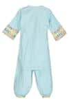 Shop_MINIME ORGANICS_Blue Lurex Lining Embroidery Striped Kurta With Harem Pant _at_Aza_Fashions