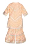 MINIME ORGANICS_Peach Chinon Lining Cotton Shantoon Chevron And Aari Kurta Sharara Set _Online_at_Aza_Fashions