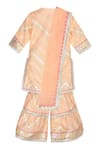 Shop_MINIME ORGANICS_Peach Chinon Lining Cotton Shantoon Chevron And Aari Kurta Sharara Set _at_Aza_Fashions