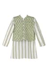 Buy_MINIME ORGANICS_White Cotton Print Phoolista Bundi With Striped Kurta _at_Aza_Fashions