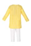 Shop_MINIME ORGANICS_Yellow Cotton Striped Kurta With Pyjama _at_Aza_Fashions