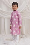 Chotibuti_Pink Mul Chanderi Embroidered Thread Floral Kurta With Pyjama _at_Aza_Fashions