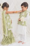 Chotibuti_Green Mul Chanderi Embroidered Thread Floral Kurta Sharara Set _Online