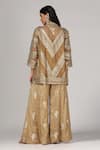 Shop_Rina Dhaka_Gold Net Embroidered Sequin V-neck Geometric Jacket With Pant _at_Aza_Fashions