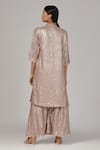 Shop_Rina Dhaka_Pink Georgette Embroidered Sequin Open Front Kurta With Sharara _at_Aza_Fashions