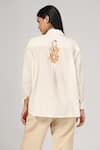 Shop_Rina Dhaka_White Cotton Embroidered Sequin Collar Floral Shirt _at_Aza_Fashions