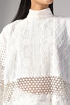 Buy_Rina Dhaka_White Organza Lace High Neck Cutwork Embroidered Blouse _Online_at_Aza_Fashions