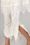 Buy_Rina Dhaka_White Cotton Woven V-neck Geometric Lace Work Jacket With Pant _Online_at_Aza_Fashions