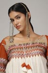 Buy_Rina Dhaka_White Cotton Knitted Round Geometric Pattern Lace Dress _Online_at_Aza_Fashions