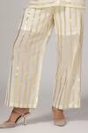 Rina Dhaka_Cream Cotton Woven Collar Stripe Tunic With Pant _Online_at_Aza_Fashions