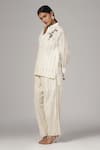 Buy_Rina Dhaka_Cream Cotton Embroidered Woven Mandarin Floral Tunic With Pant _at_Aza_Fashions