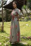 Buy_Raiman_Grey Cotton Hand Embroidery Thread Shirt Boho Villea Vintage And Skirt Set _at_Aza_Fashions