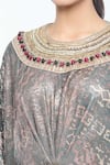 Buy_Tarun Tahiliani_Black Foil Jersey Print Sequin Round Draped Kaftan _Online_at_Aza_Fashions