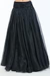 Shop_Tarun Tahiliani_Black Velvet Embroidered Crystal Straight Corset And Flared Skirt Set _Online_at_Aza_Fashions