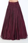 Buy_Tarun Tahiliani_Wine Velvet Embroidered Crystal Straight Corset And Skirt Set _Online_at_Aza_Fashions