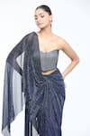 Shop_Tarun Tahiliani_Blue Crinkle Tulle Embellished Stone Pre-draped Concept Saree With Bustier _Online_at_Aza_Fashions