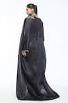 Shop_Tarun Tahiliani_Black Cape Satin Organza Embellished Crystal Cape Open Draped Skirt Set _at_Aza_Fashions