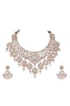 Buy_Auraa Trends_Gold Plated Imitation Diamonds Kundan Embellished Necklace With Earrings _Online_at_Aza_Fashions