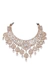 Shop_Auraa Trends_Gold Plated Imitation Diamonds Kundan Embellished Necklace With Earrings _Online_at_Aza_Fashions