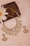 Auraa Trends_Gold Plated Imitation Diamonds Kundan Embellished Necklace With Earrings _Online_at_Aza_Fashions